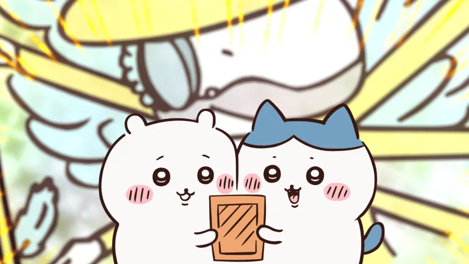 ABEMAの第7話配信ページに掲載された場面画像（2枚目）。アニメ『ちいかわ』第7話「ヤクルト／キラカード」に対応する画像