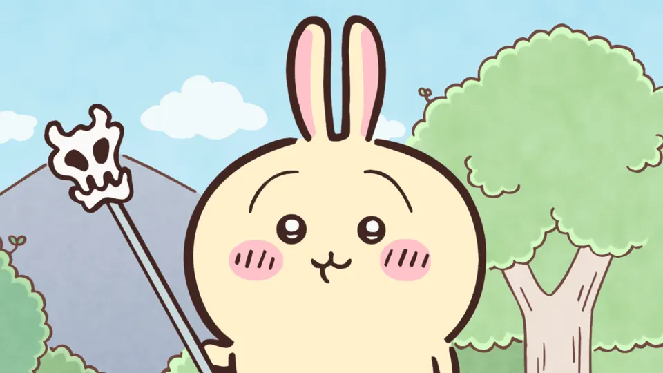 ABEMAの第36話配信ページに掲載された場面画像(2枚目)。アニメ『ちいかわ』第36話「ふしぎな杖①」に対応する画像