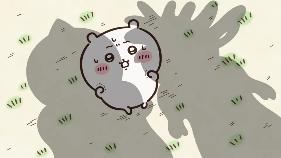 ABEMAの第38話配信ページに掲載された場面画像(3枚目)。アニメ『ちいかわ』第38話「ふしぎな杖③」に対応する画像