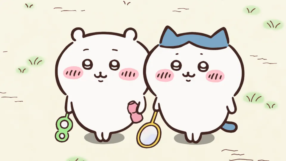 ABEMAの第46話配信ページに掲載された場面画像（3枚目）。アニメ『ちいかわ』第46話「お弁当／パジャマ」に対応する画像