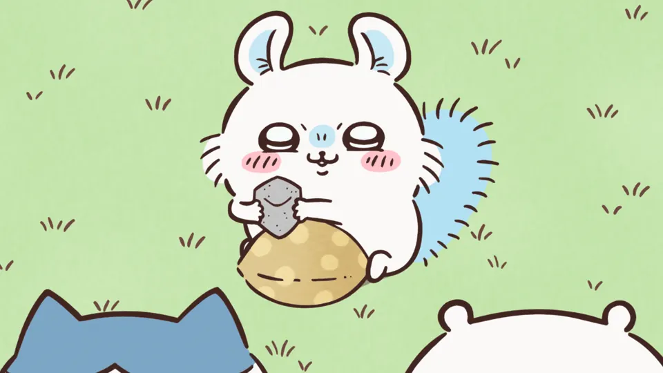 ABEMAの第56話配信ページに掲載された場面画像(3枚目)。アニメ『ちいかわ』第56話「なぐさめろ/泣いちゃった」に対応する画像