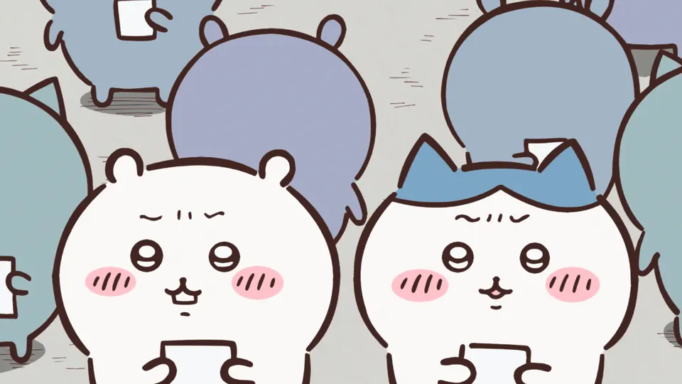 ABEMAの第61話配信ページに掲載された場面画像（1枚目）。アニメ『ちいかわ』第61話「合格発表」に対応する画像