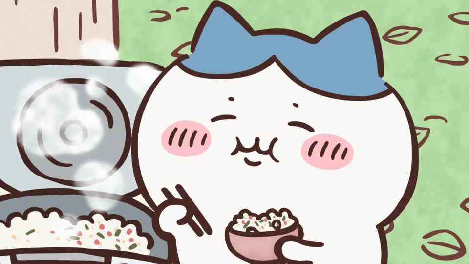 ABEMAの第67話配信ページに掲載された場面画像（3枚目）。アニメ『ちいかわ』第67話「ふりかけ／炊き立て」に対応する画像