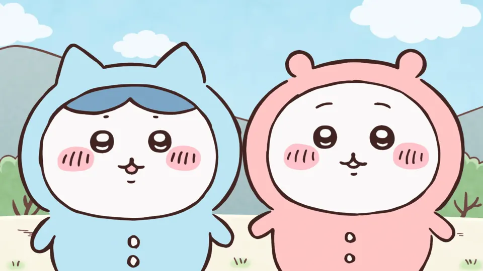 ABEMAの第128話配信ページに掲載された場面画像（3枚目）。アニメ『ちいかわ』第128話「おそろい」に対応する画像