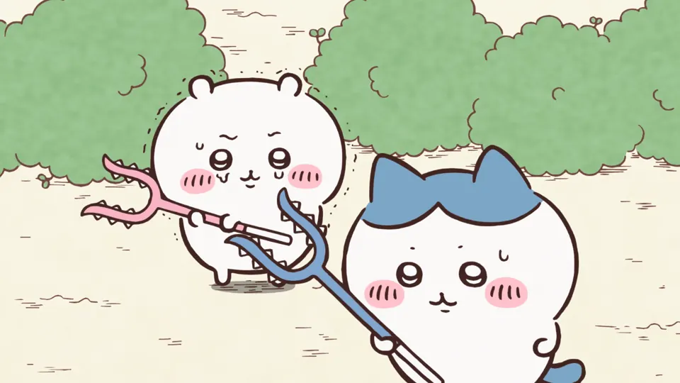 ABEMAの第129話配信ページに掲載された場面画像（3枚目）。アニメ『ちいかわ』第129話「おっきい討伐①」に対応する画像