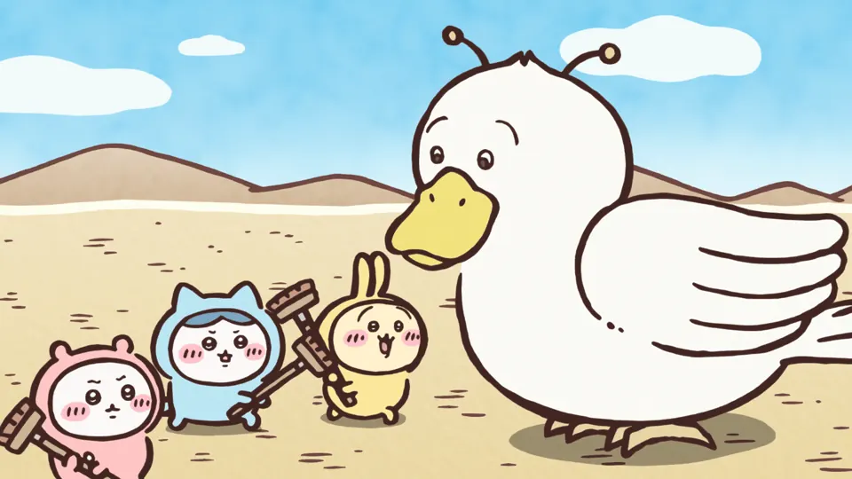 ABEMAの第154話配信ページに掲載された場面画像(1枚目)。アニメ『ちいかわ』第154話「パジャマパーティーズ⑪」に対応する画像