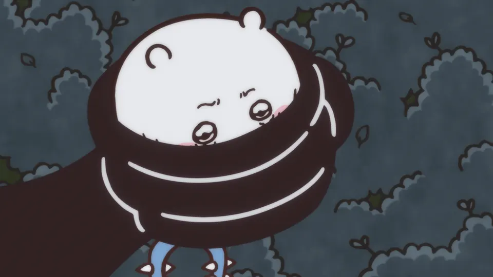 ABEMAの第184話配信ページに掲載された場面画像(1枚目)。アニメ『ちいかわ』第184話「夜の出来事③」に対応する画像