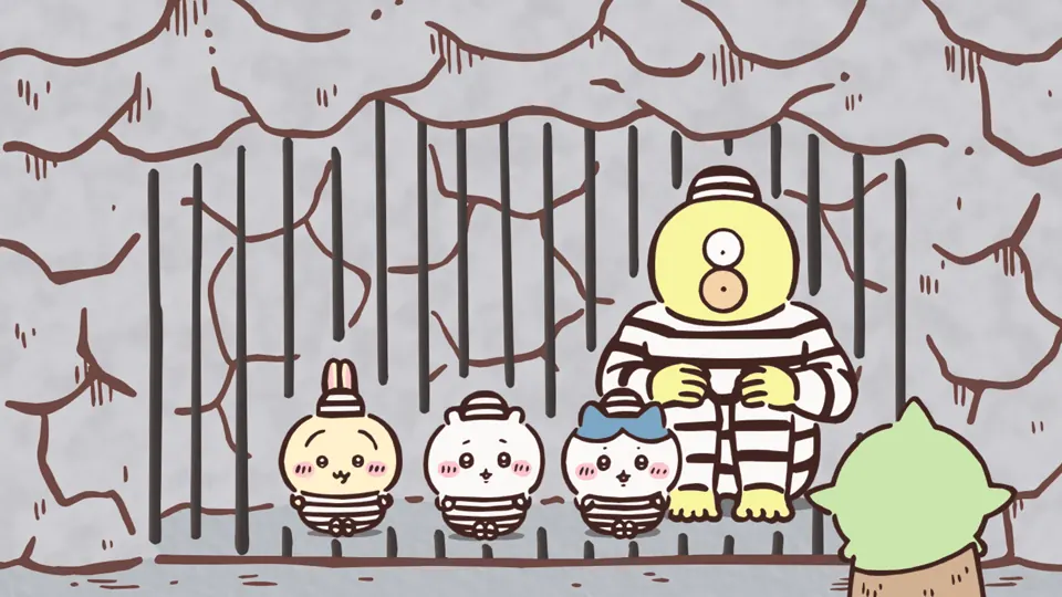 ABEMAの第191話配信ページに掲載された場面画像（1枚目）。アニメ『ちいかわ』第191話「オデと牢獄③」に対応する画像