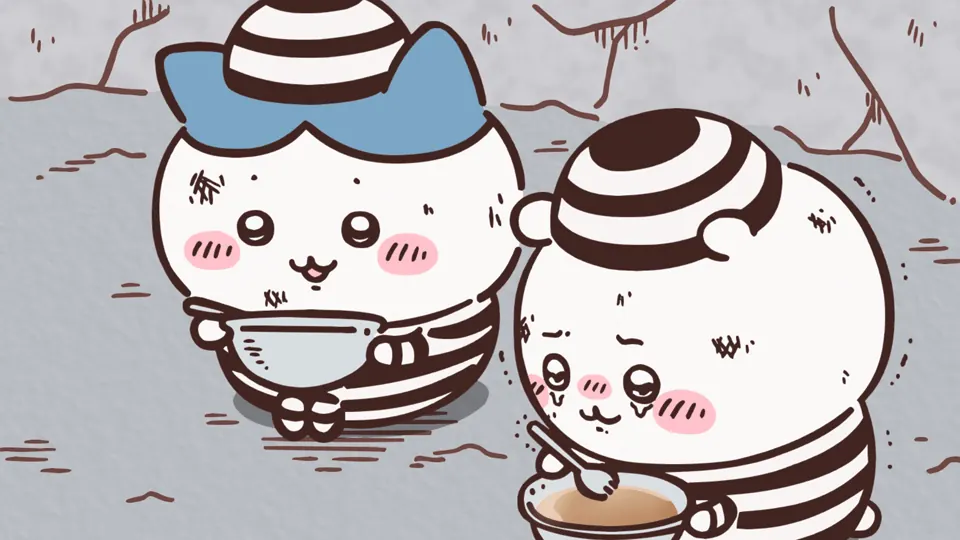 ABEMAの第192話配信ページに掲載された場面画像(1枚目)。アニメ『ちいかわ』第192話「オデと牢獄④」に対応する画像