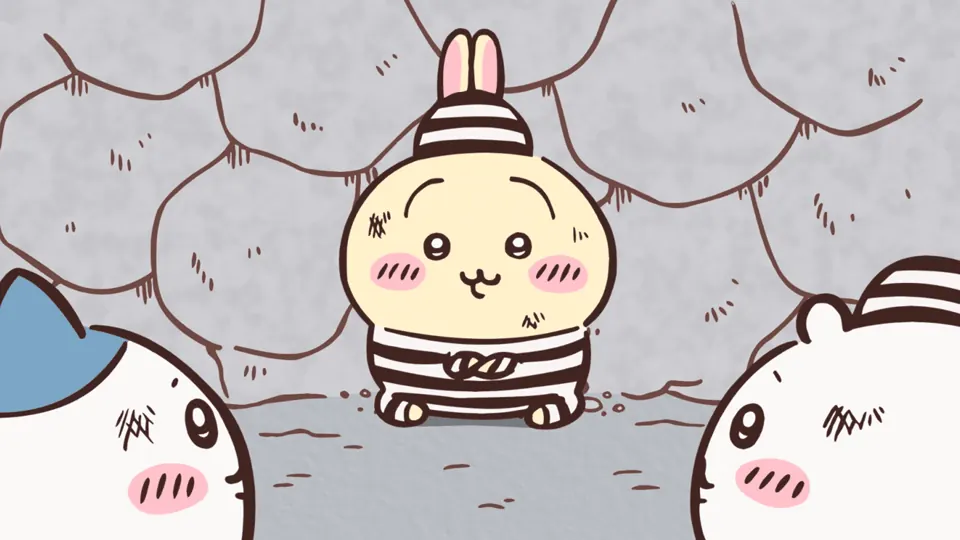 ABEMAの第193話配信ページに掲載された場面画像（1枚目）。アニメ『ちいかわ』第193話「オデと牢獄⑤」に対応する画像