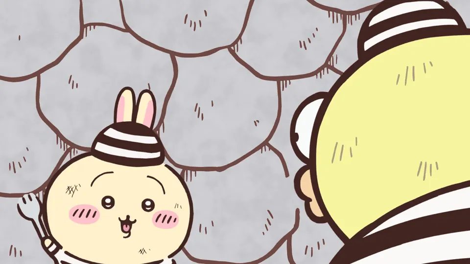 ABEMAの第193話配信ページに掲載された場面画像（3枚目）。アニメ『ちいかわ』第193話「オデと牢獄⑤」に対応する画像