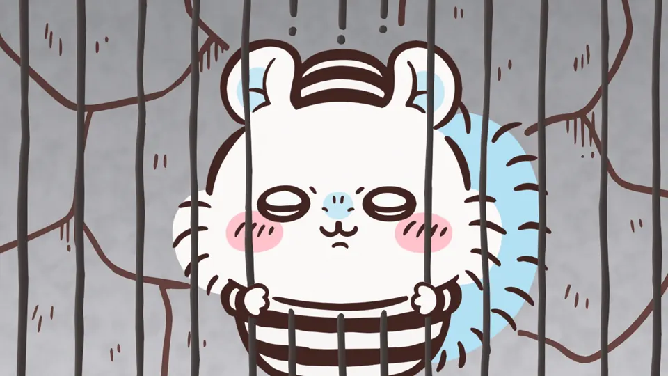 ABEMAの第196話配信ページに掲載された場面画像（2枚目）。アニメ『ちいかわ』第196話「オデと牢獄⑧」に対応する画像
