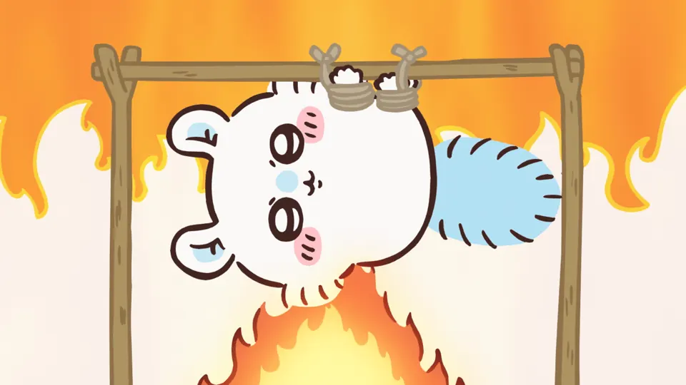 ABEMAの第198話配信ページに掲載された場面画像（2枚目）。アニメ『ちいかわ』第198話「オデと牢獄⑩」に対応する画像