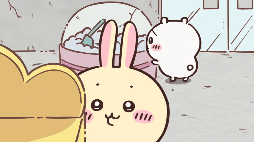 ABEMAの第202話配信ページに掲載された場面画像（3枚目）。アニメ『ちいかわ』第202話「スロット①」に対応する画像