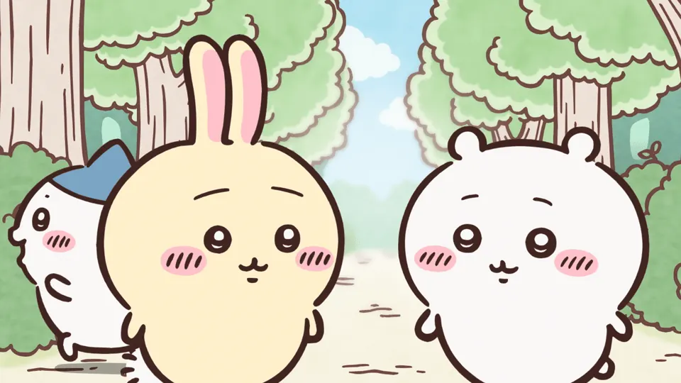 ABEMAの第208話配信ページに掲載された場面画像（3枚目）。アニメ『ちいかわ』第208話「スロット⑦」に対応する画像