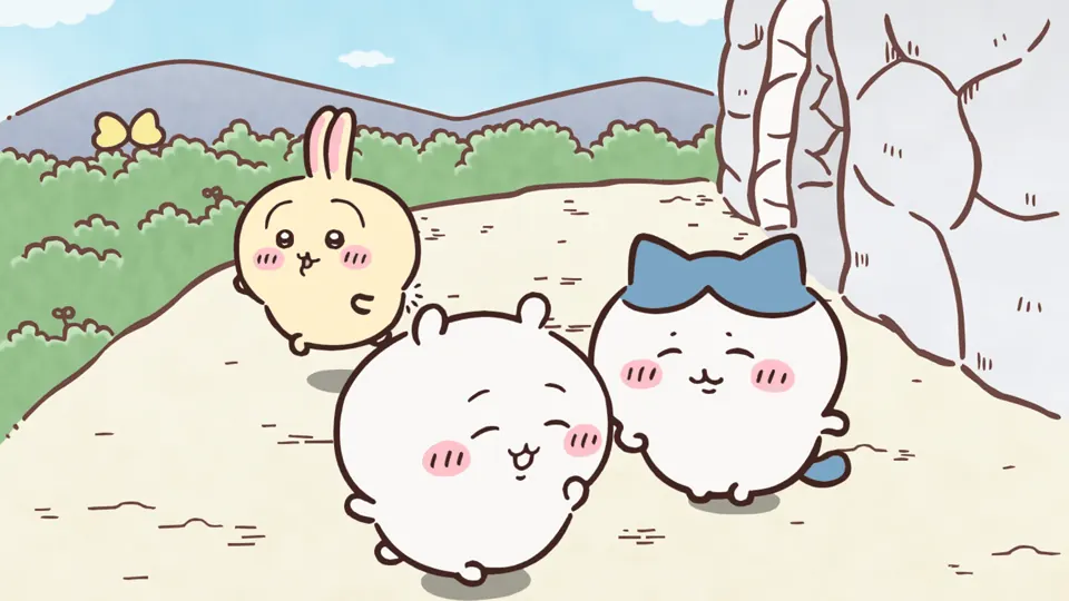 ABEMAの第239話配信ページに掲載された場面画像（3枚目）。アニメ『ちいかわ』第239話「ハチワレの一日②／帽子」に対応する画像