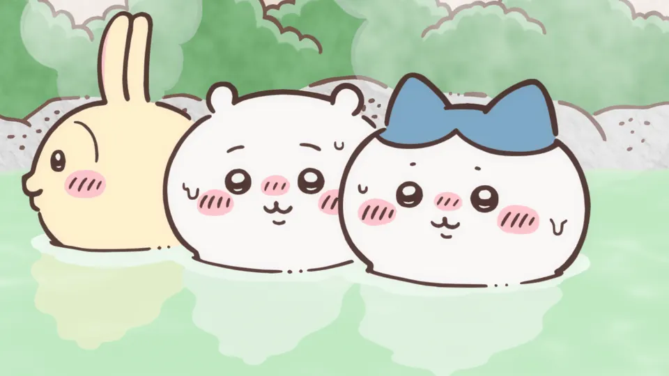 ABEMAの第240話配信ページに掲載された場面画像（2枚目）。アニメ『ちいかわ』第240話「朝風呂」に対応する画像