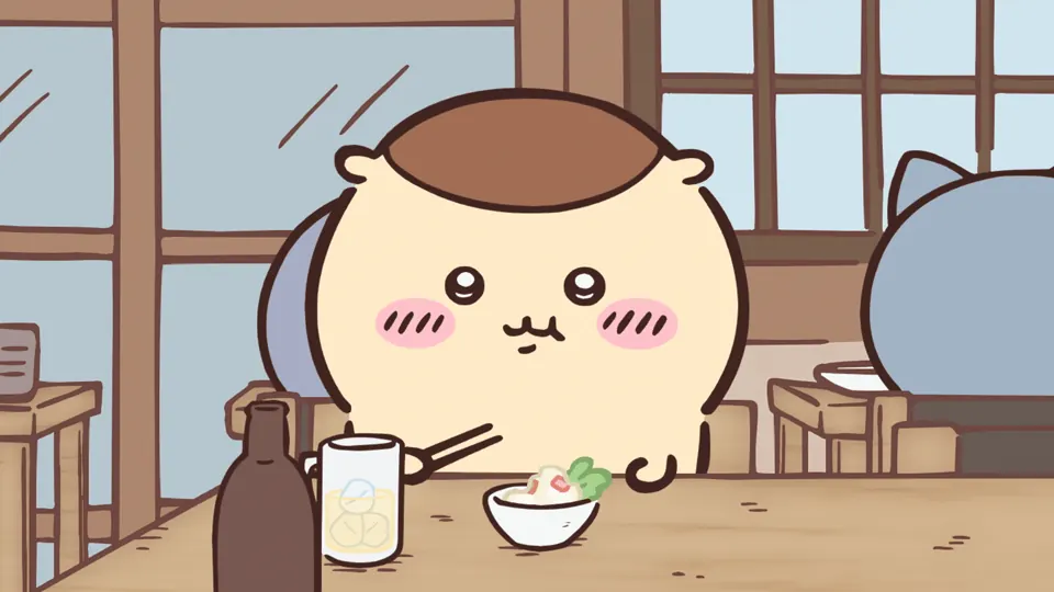 ABEMAの第243話配信ページに掲載された場面画像（1枚目）。アニメ『ちいかわ』第243話「ホッピー／お酒の資格」に対応する画像