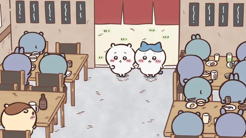 ABEMAの第243話配信ページに掲載された場面画像（3枚目）。アニメ『ちいかわ』第243話「ホッピー／お酒の資格」に対応する画像