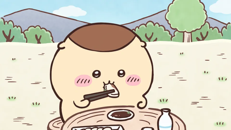 ABEMAの第244話配信ページに掲載された場面画像（3枚目）。アニメ『ちいかわ』第244話「資格のおもいで／かまぼこ」に対応する画像