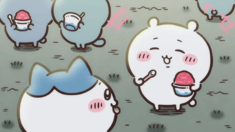 ABEMAの第258話配信ページに掲載された場面画像（3枚目）。アニメ『ちいかわ』第258話「かき氷シロップ」に対応する画像