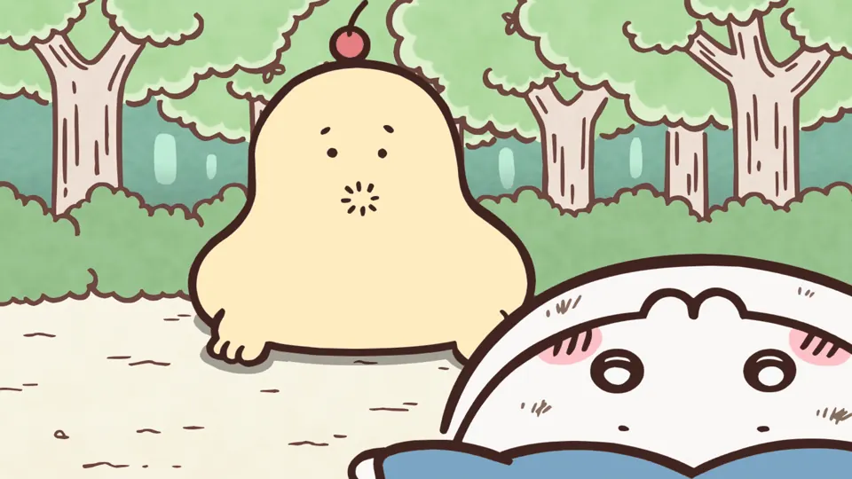 ABEMAの第283話配信ページに掲載された場面画像（2枚目）。アニメ『ちいかわ』第283話「生クリーム／しっぽやってみる」に対応する画像