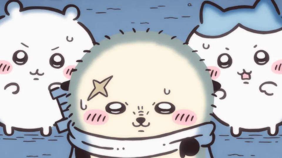 ABEMAの第303話配信ページに掲載された場面画像（3枚目）。アニメ『ちいかわ』第303話「下克上と先生②」に対応する画像
