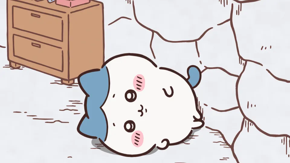 ABEMAの第304話配信ページに掲載された場面画像（2枚目）。アニメ『ちいかわ』第304話「お昼寝／あまえん本」に対応する画像