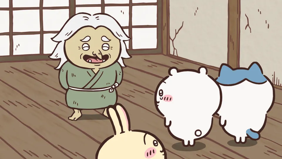 ABEMAの第307話配信ページに掲載された場面画像(3枚目)。アニメ『ちいかわ』第307話「山姥②」に対応する画像