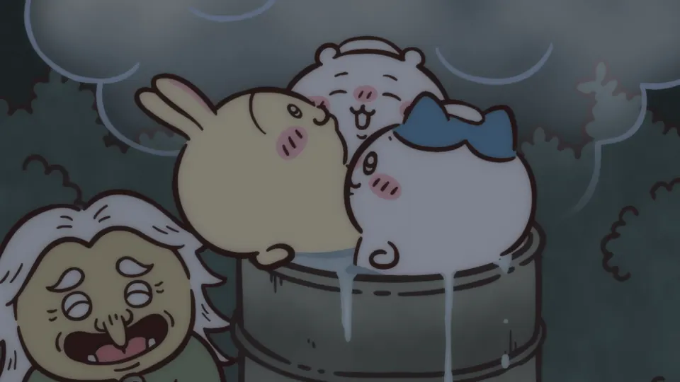 ABEMAの第308話配信ページに掲載された場面画像（3枚目）。アニメ『ちいかわ』第308話「山姥③」に対応する画像