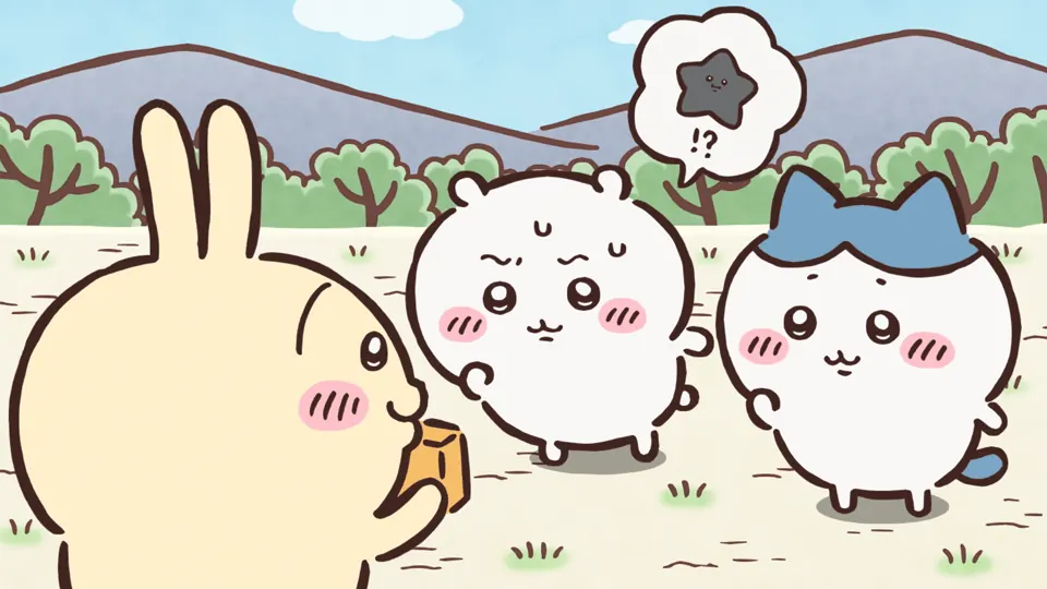 ABEMAの第318話配信ページに掲載された場面画像（3枚目）。アニメ『ちいかわ』第318話「マイ時計／お風呂に行こう」に対応する画像