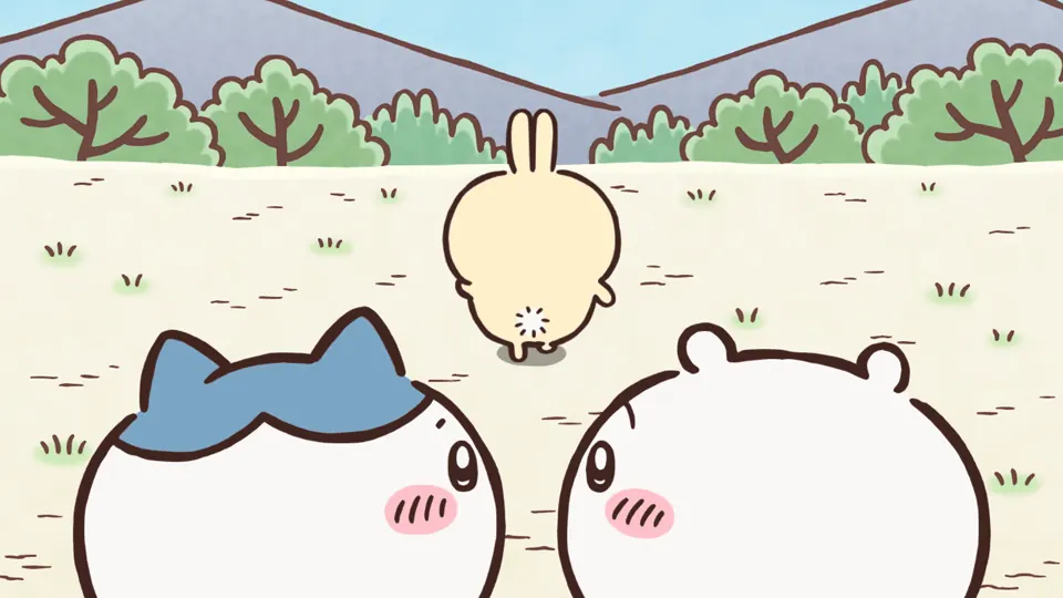 ABEMAの第319話配信ページに掲載された場面画像（2枚目）。アニメ『ちいかわ』第319話「うさぎの家①」に対応する画像
