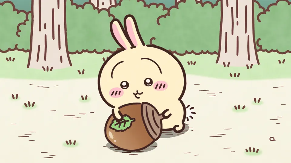 ABEMAの第319話配信ページに掲載された場面画像（3枚目）。アニメ『ちいかわ』第319話「うさぎの家①」に対応する画像