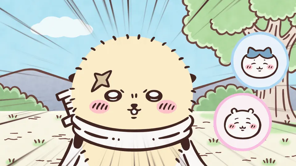 ABEMAの第326話配信ページに掲載された場面画像（1枚目）。アニメ『ちいかわ』第326話「下克上と特訓③」に対応する画像