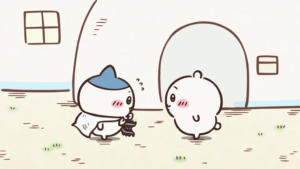ABEMAの第328話配信ページに掲載された場面画像（1枚目）。アニメ『ちいかわ』第328話「下克上と特訓⑤」に対応する画像