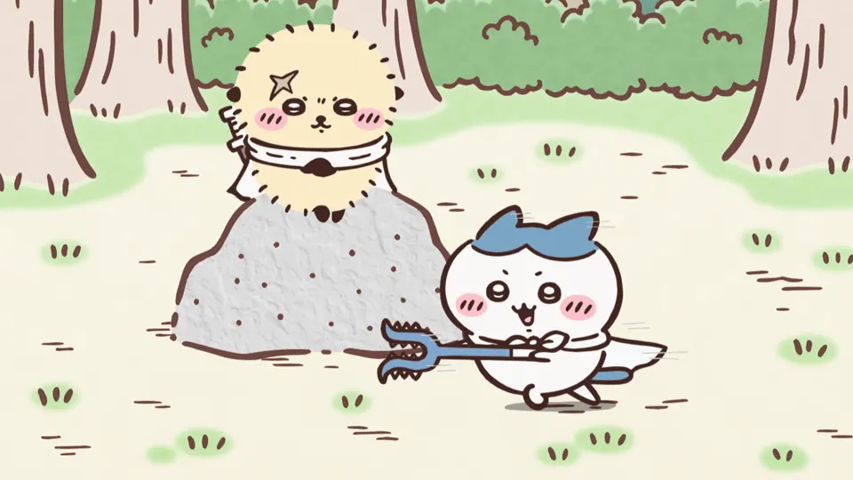 ABEMAの第332話配信ページに掲載された場面画像（2枚目）。アニメ『ちいかわ』第332話「武器／クリーム」に対応する画像