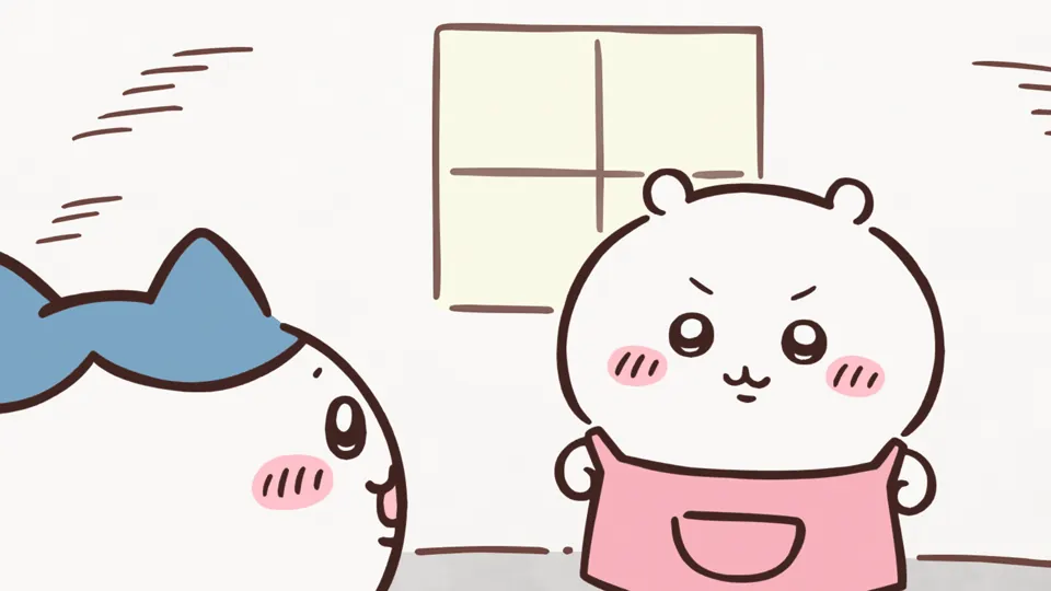ABEMAの第344話配信ページに掲載された場面画像(1枚目)。アニメ『ちいかわ』第344話「先生と討伐②/コンビーフ丼」に対応する画像