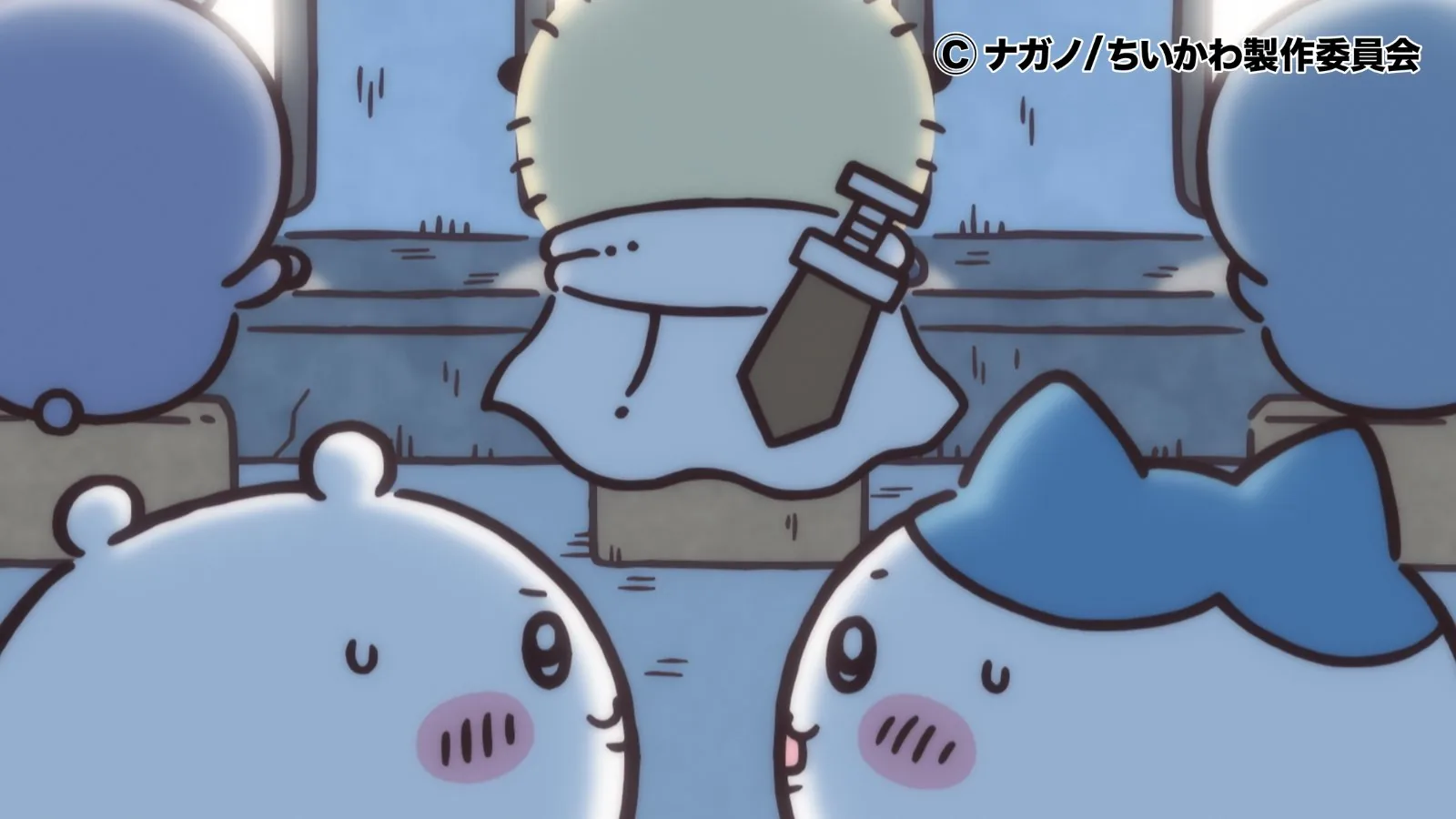 アニメ公式Xの第366話「車動画／拒否するか」再生数告知画像。アニメ『ちいかわ』第366話「車動画／拒否するか」に対応する画像