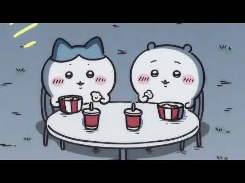 公式YouTube動画で確認できる第369話の場面2。アニメ『ちいかわ』第369話「おつかれビール／映画」に対応する画像