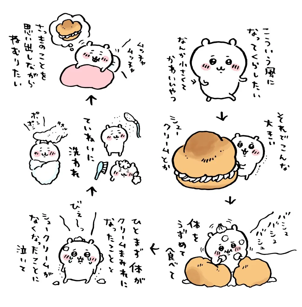 ナガノ公式Xの2020/1/21「ねむりたい シュークリーム」漫画画像