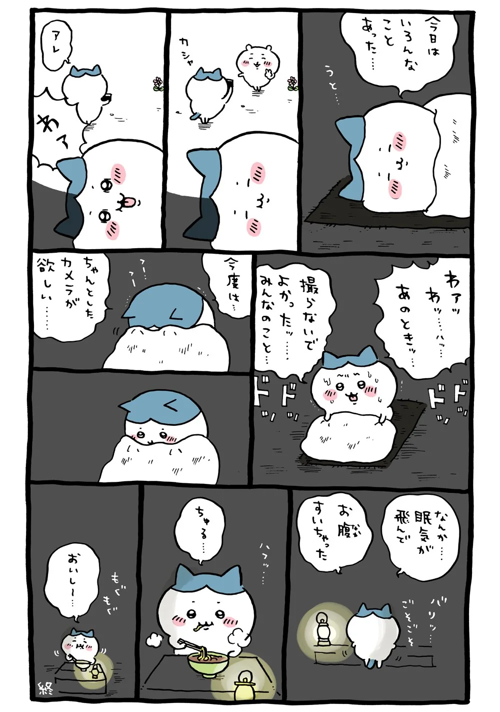 ハチワレのカメラが描かれた原作漫画「🍜 ちゃんとしたカメラが欲しい」