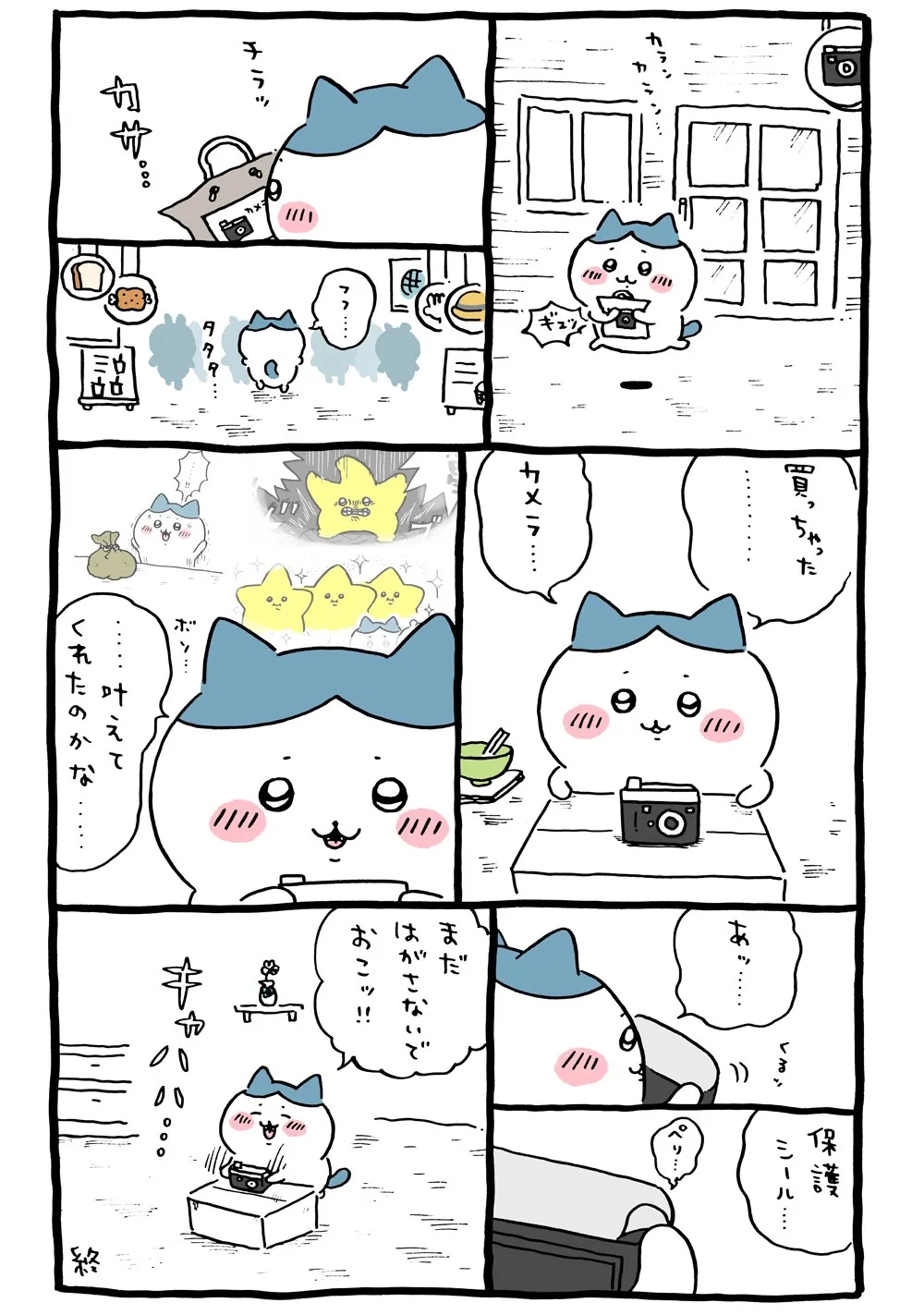 ハチワレのカメラが描かれた原作漫画「📷 買っちゃった・・・カメラ・・・」