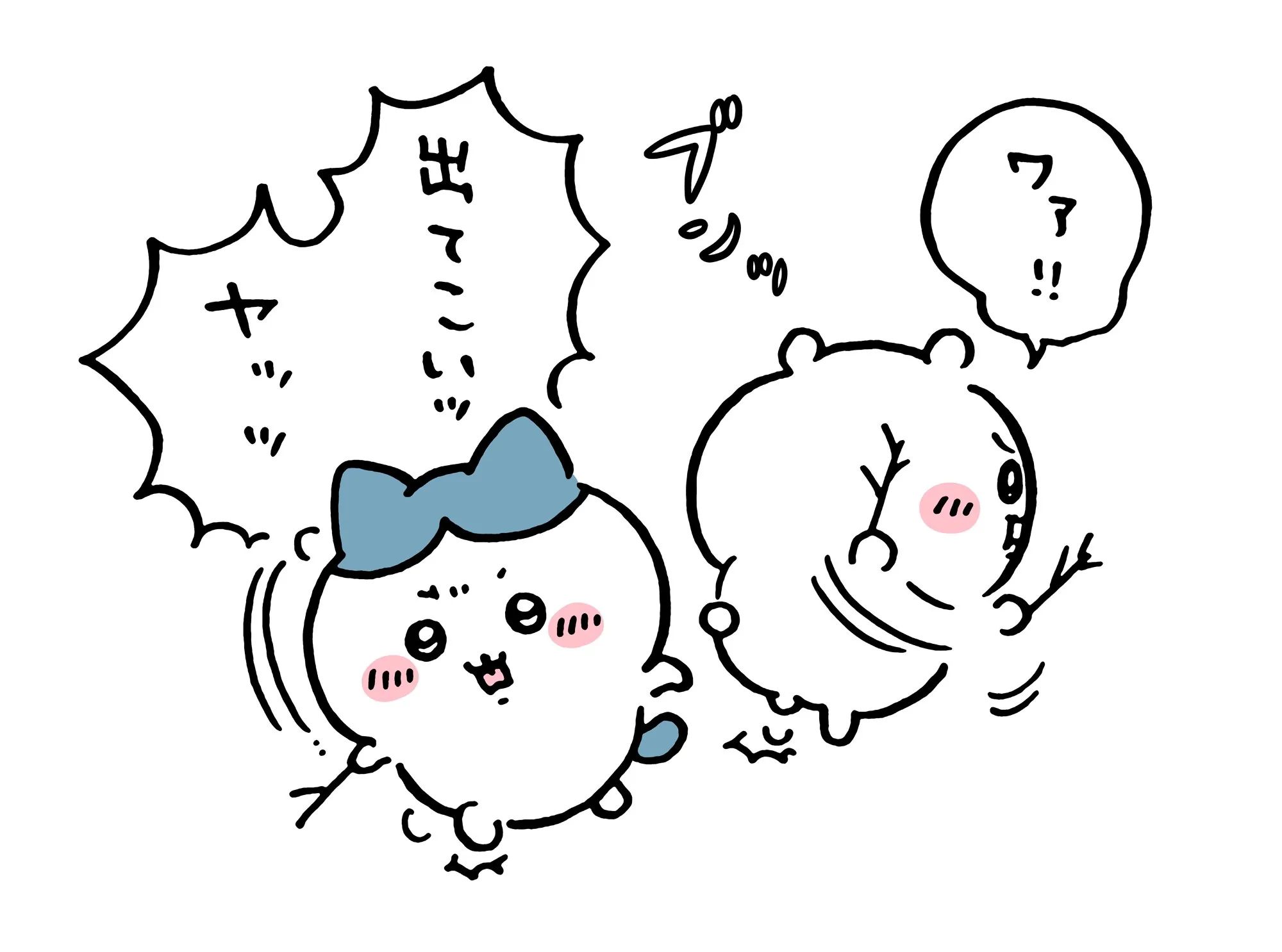 作者公式Xに掲載された第30話の原作投稿画像(1枚目)。アニメ『ちいかわ』第30話「カメラ欲しい/えいっ」に対応する画像