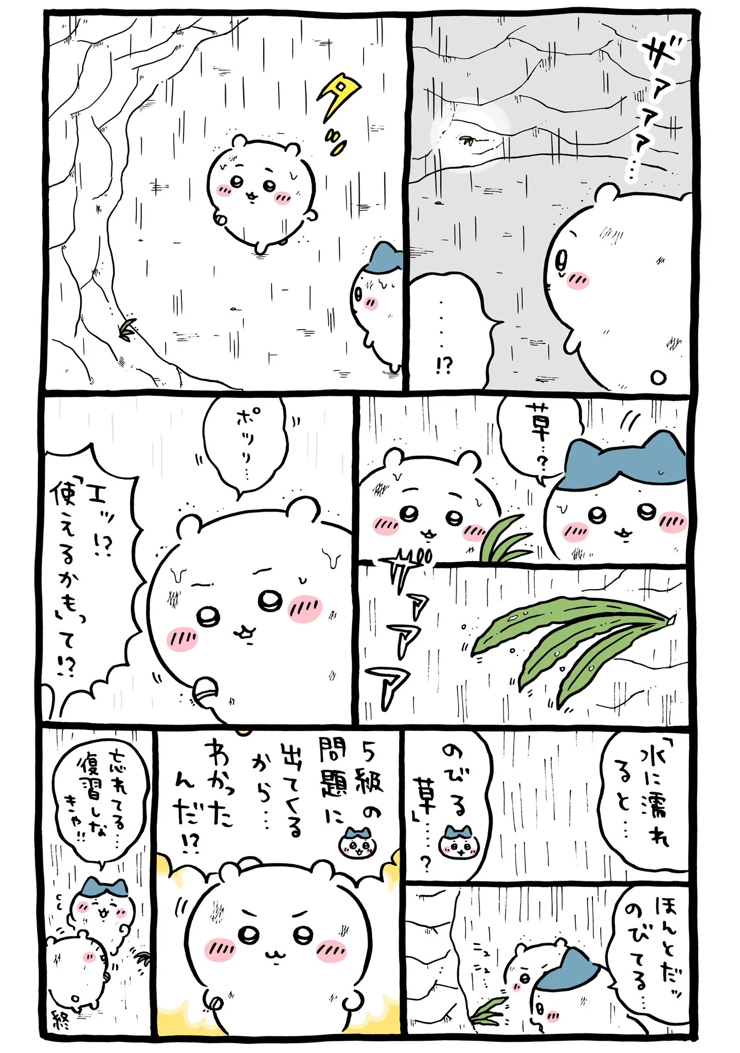 ナガノ公式Xの2025/6「☔️水に濡れるとのびる草」漫画画像