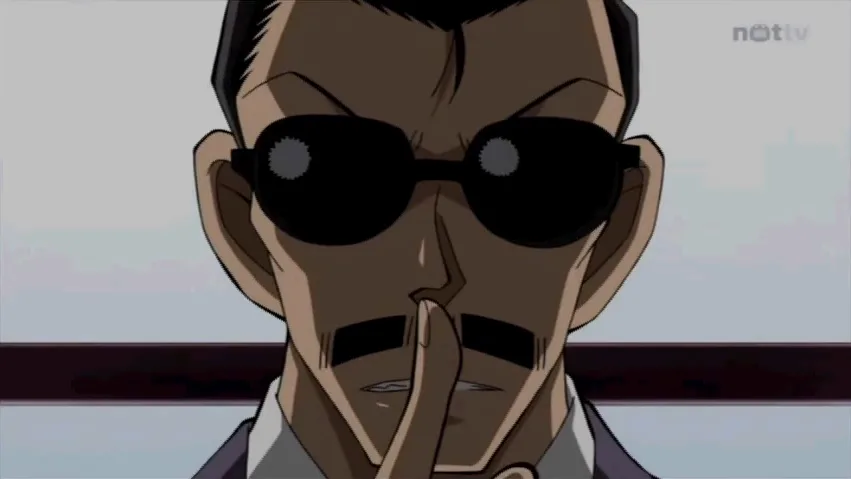 サングラスの小五郎が口に指を当てる場面（NOTTV配信版）