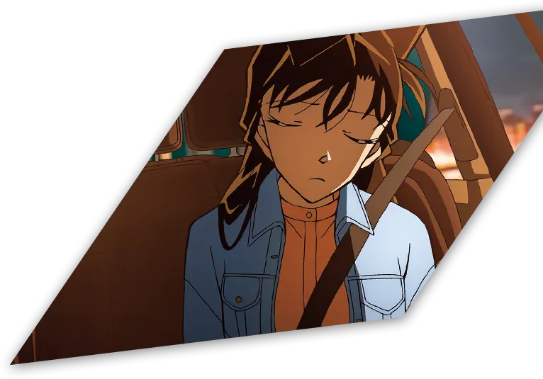 『ハイウェイの堕天使』公式発表・公開記録で公式あらすじに添えられた夜の車内の毛利蘭