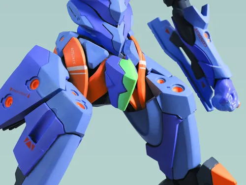 スーパーエヴァンゲリオンの胸部と腰部を拡大した公式立体物画像