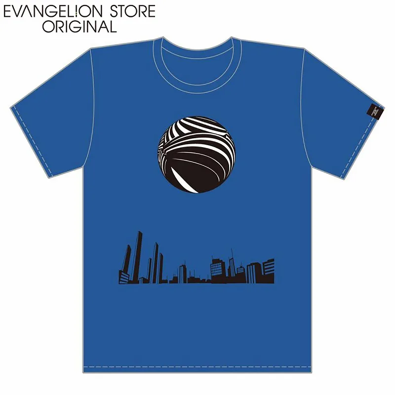 第12使徒レリエルの縞模様の球体と黒い影を発泡プリントで表現した公式Tシャツ画像