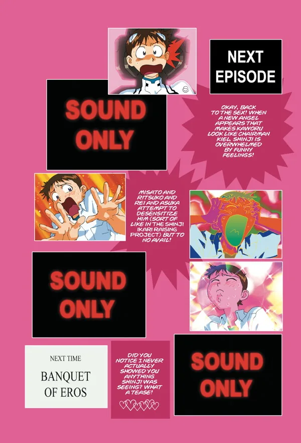 SOUND ONLY表示と碇シンジの育成企画を組み合わせた英語版公式試し読み5ページ目