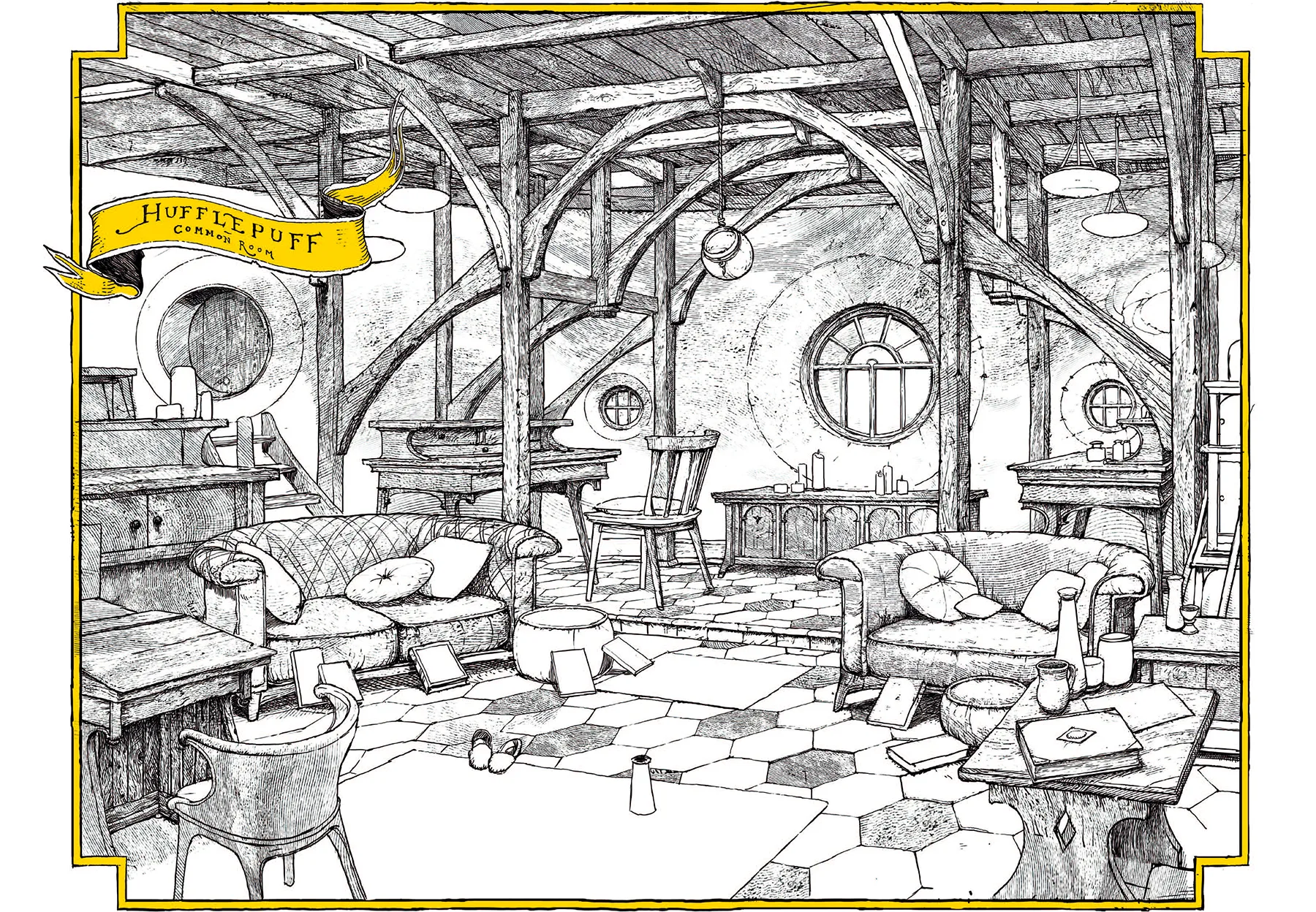 ハッフルパフ寮の談話室を描いた公式ビジュアル